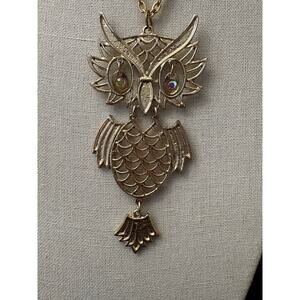 Vintage Style Owl Pendant 5"  Necklace 22" Chain